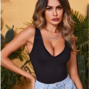 SHEIN tall plunging neck solid tank top